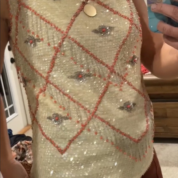 Vintage beige orange western sequin tank blouse - Picture 6 of 9